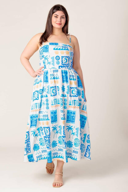 Flower Girl Blue Woven Midi Dress view 14 - Flower Girl Dresses