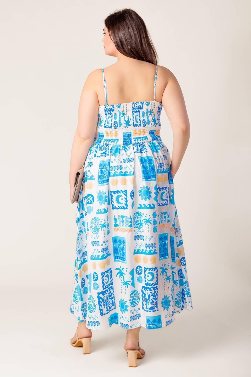 Flower Girl Blue Woven Midi Dress view 8 - Flower Girl Dresses