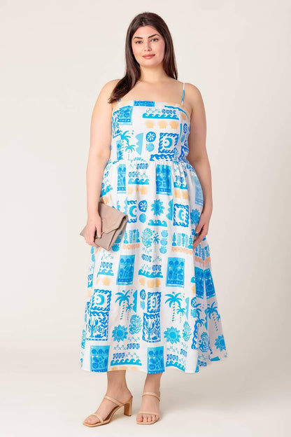 Flower Girl Blue Woven Midi Dress view 9 - Flower Girl Dresses