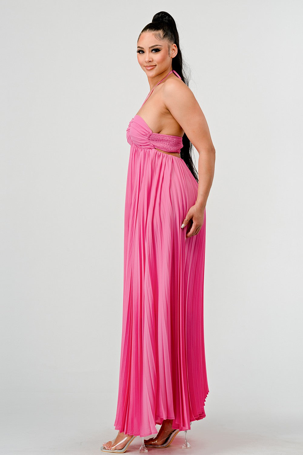 Flowy Sleeveless Pleated Maxi Dress - MeeeShop Women's Fashion