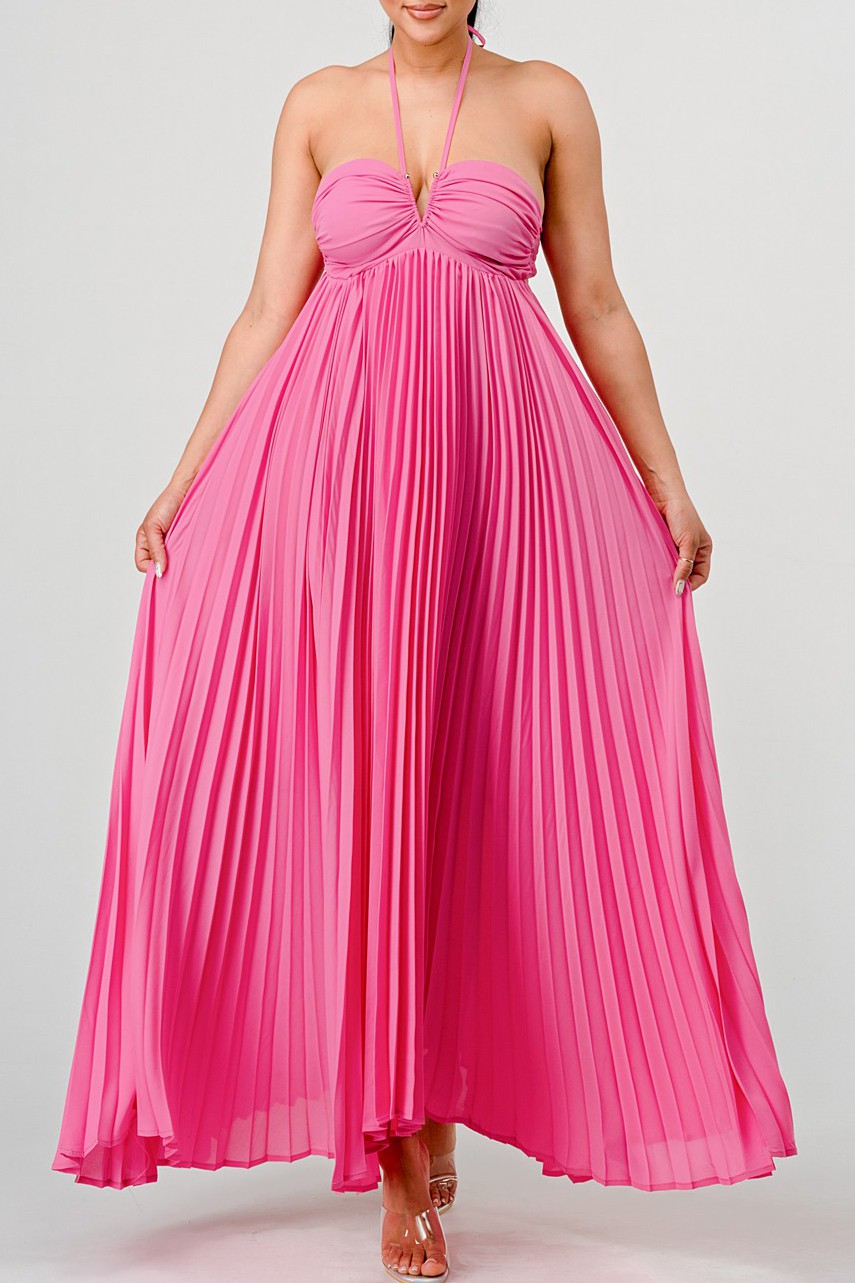 Flowy Sleeveless Pleated Maxi Dress in Large view 3 - Sleeveless Flowy Dresses For Women