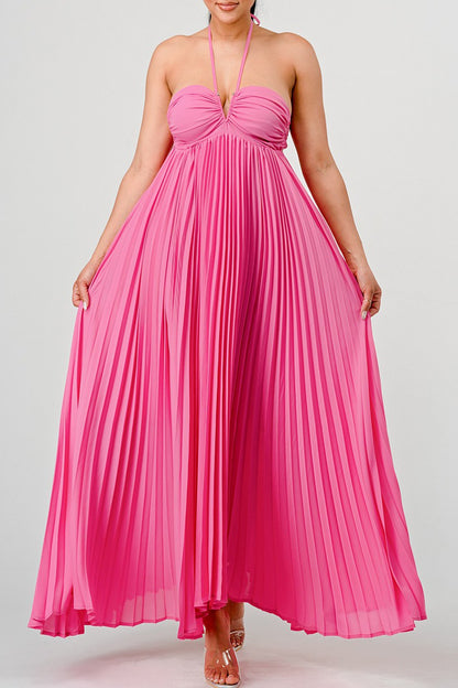 Flowy Sleeveless Pleated Maxi Dress in Large view 3 - Sleeveless Flowy Dresses For Women