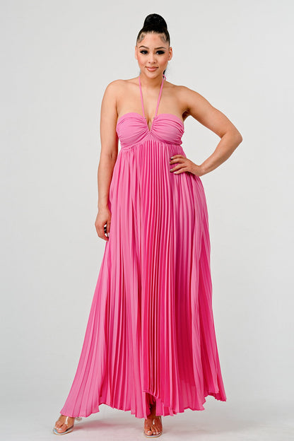 Flowy Sleeveless Pleated Maxi Dress in Medium view 2 - Sleeveless Flowy Dresses For Women
