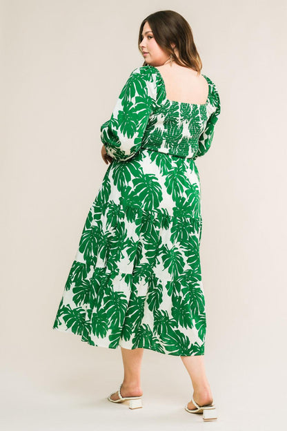 Flying Tomato All the Drama Woven Midi Dress in IVORY GREEN view 15