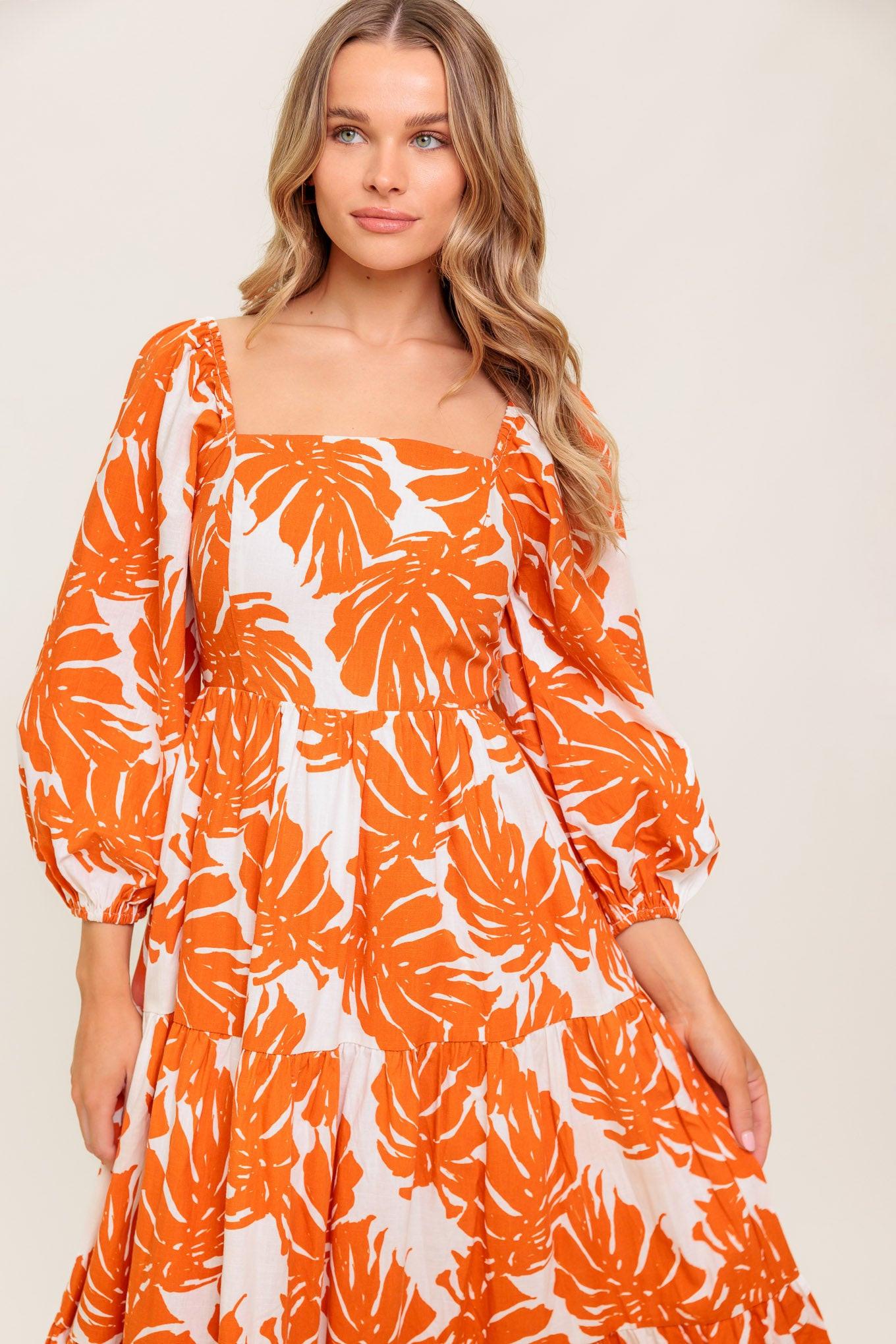 Flying Tomato All the Drama Woven Midi Dress in IVORY GREEN view 17