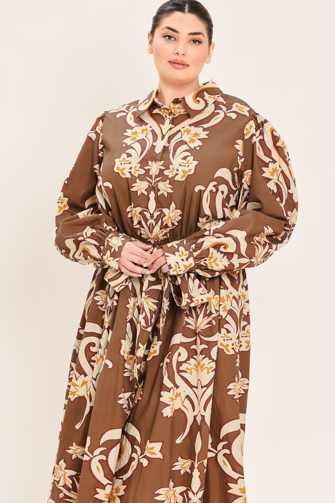 Flying Tomato Amber Medallion Woven Shirt Maxi Dress view 8