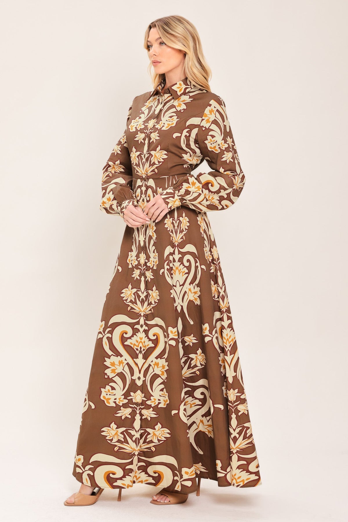 Flying Tomato Amber Medallion Woven Shirt Maxi Dress - MeeeShop Women's Fashion