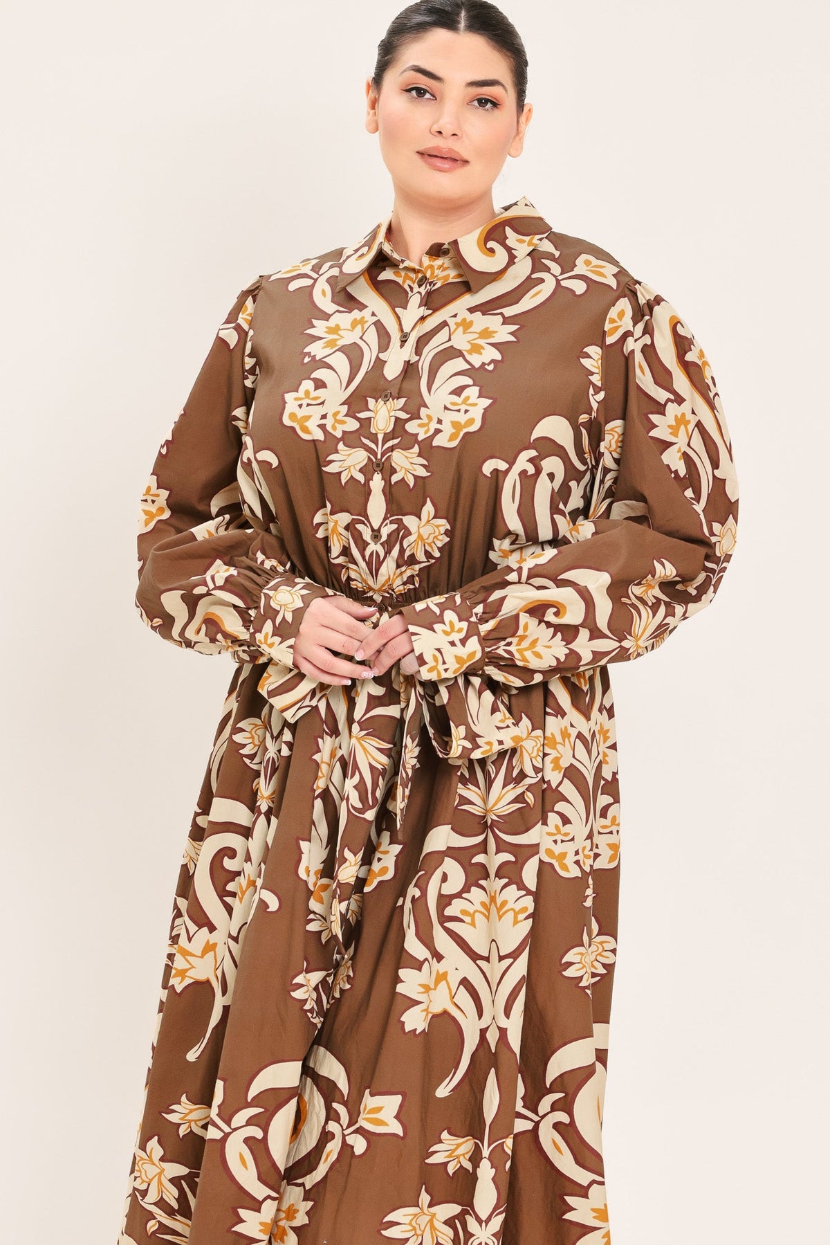 Flying Tomato Amber Medallion Woven Shirt Maxi Dress - MeeeShop Women's Fashion
