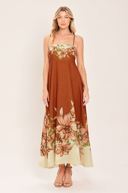 Flying Tomato Autumn Petal Woven Midi Dress in TERRACOTTA view 3 - Fall Dresses Petal And Pup