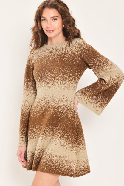 Flying Tomato Autumn Shimmer Brown Multi Lurex Bell-sleeve Mini Dress view 5 - Autumn Sparkle Dress