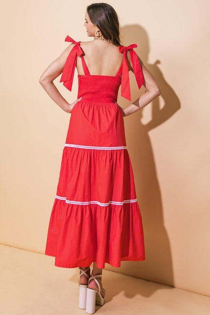 Flying Tomato Better than Ever Poplin Midi Dress in TOMATO RED view 5 - Better Dressed Than Me