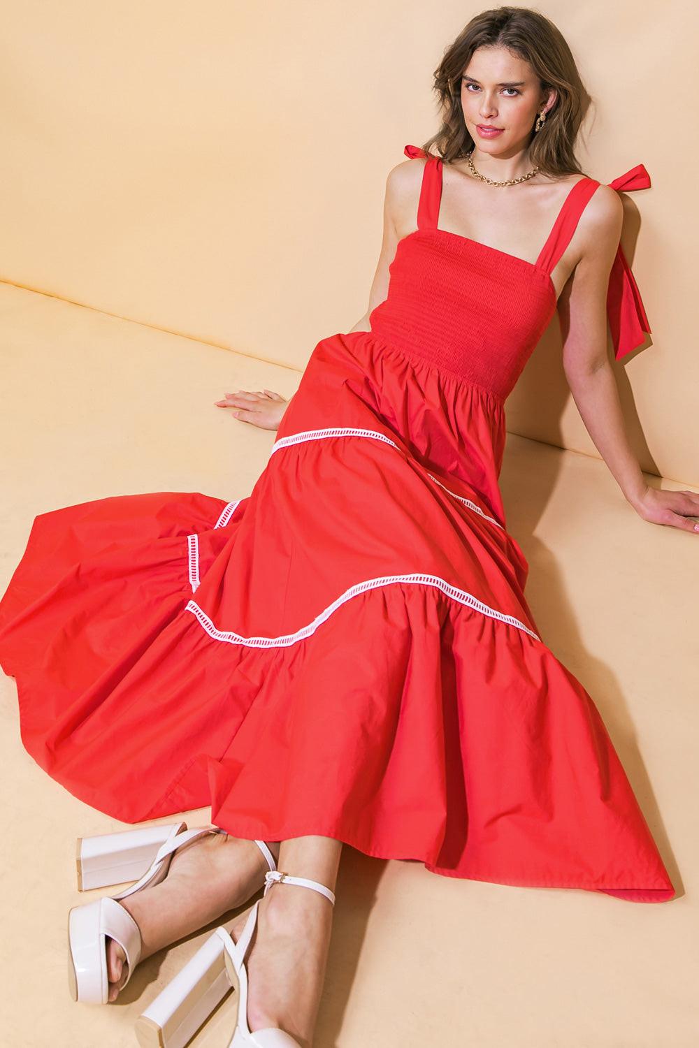 Flying Tomato Better than Ever Poplin Midi Dress in TOMATO RED view 6 - Better Dressed Than Me