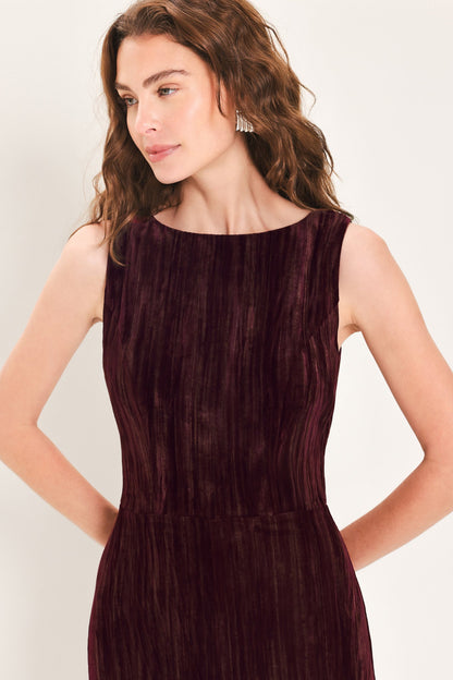 Flying Tomato Bordeaux Nights Burgundy Textured Velvet Wide-leg Jumpsuit in BURGUNDY view 2 (one-piece)
