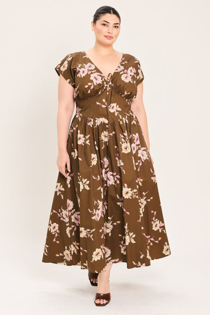 Flying Tomato Brown Daisy Woven Midi Dress view 9 - Joe Brown Daisy Dress