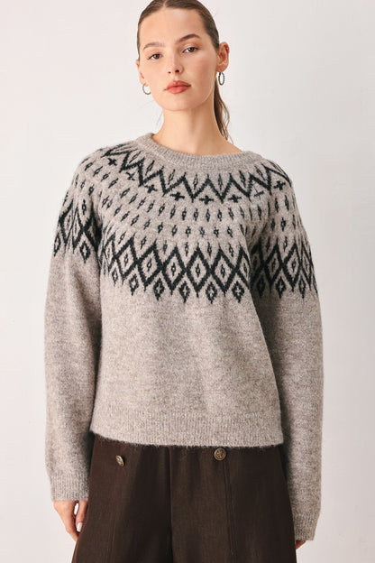 Flying Tomato Cabin Light Serenade Sweater Knit Pullover Top view 12 - Fall Wardrobe Essential - Top Sweater