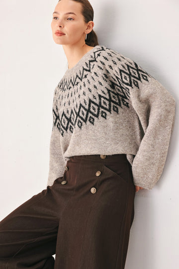 Flying Tomato Cabin Light Serenade Sweater Knit Pullover Top in DARK BROWN view 2 - Fall Wardrobe Essential - Top Sweater