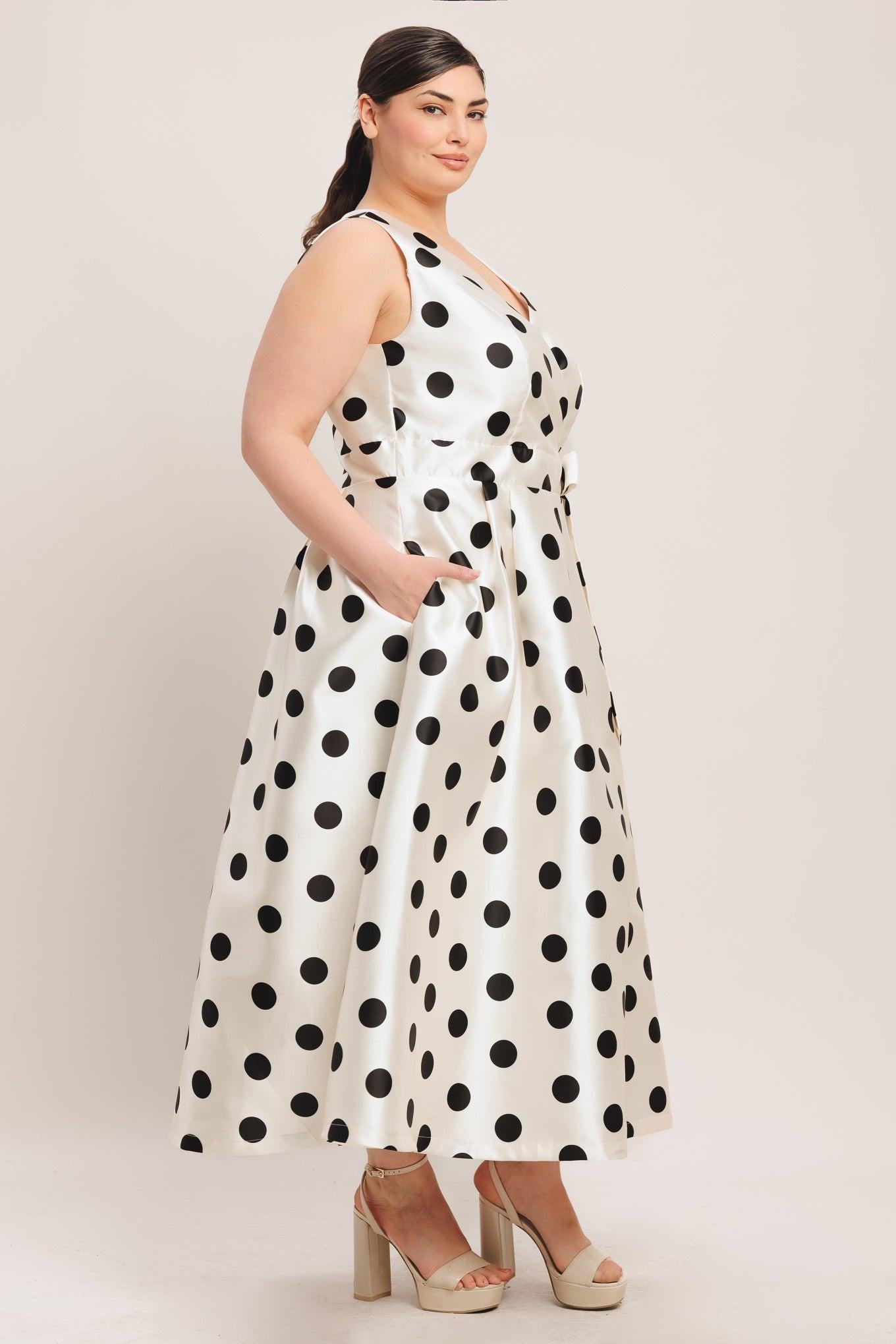 Flying Tomato Café Noir Polka Woven Midi Dress view 10 - Pol Dress