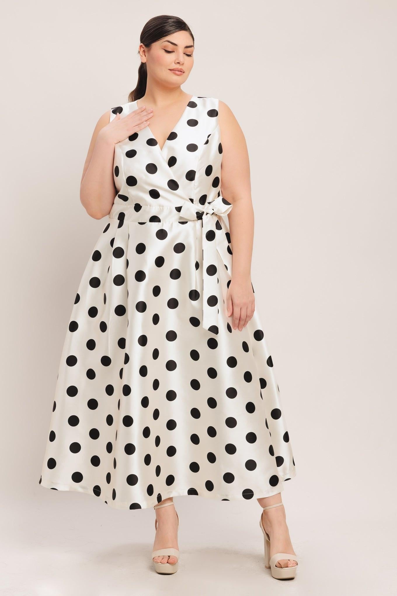 Flying Tomato Café Noir Polka Woven Midi Dress view 12 - Pol Dress