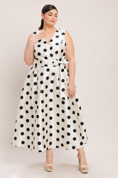 Flying Tomato Café Noir Polka Woven Midi Dress view 12 - Pol Dress