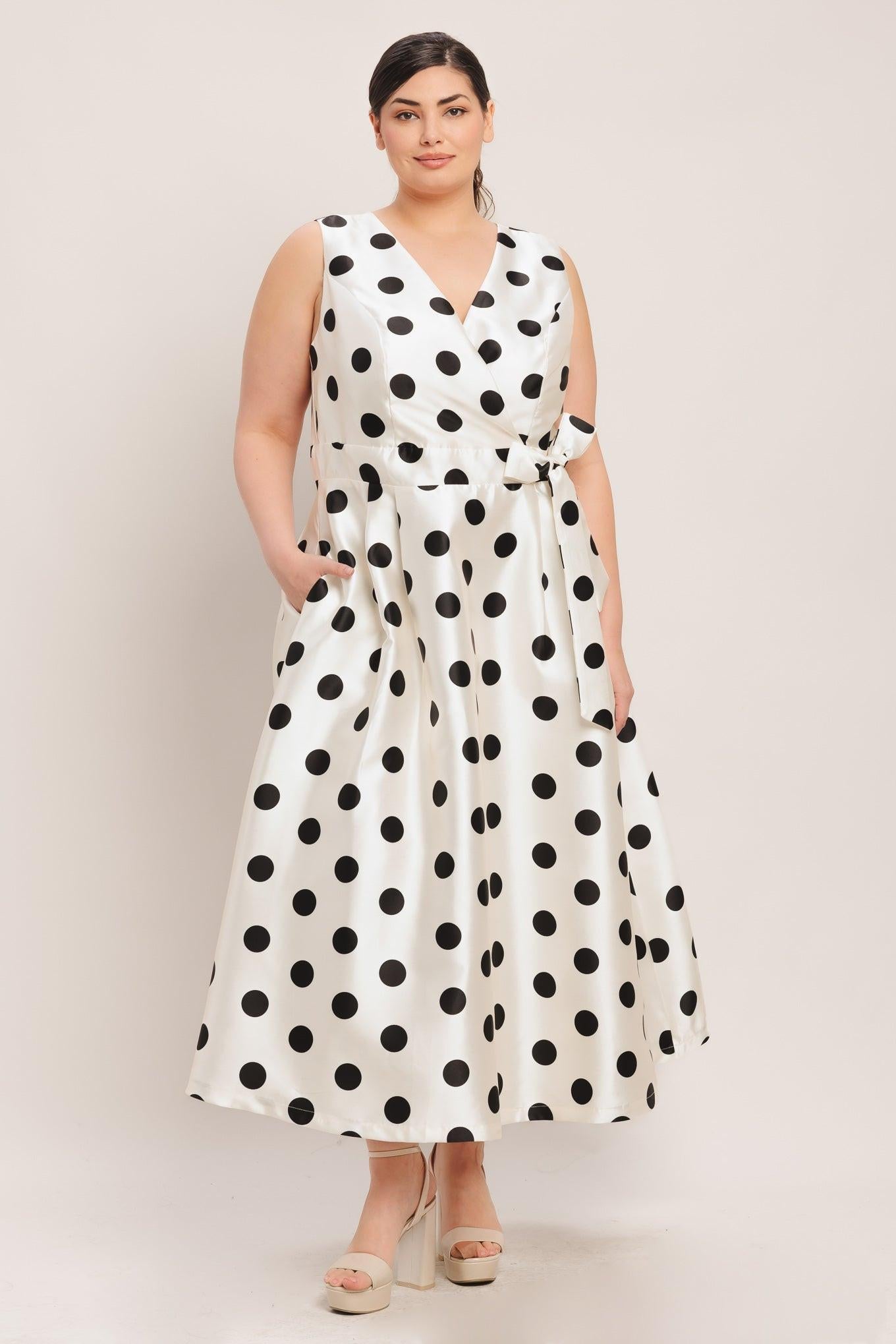 Flying Tomato Café Noir Polka Woven Midi Dress view 8 - Pol Dress