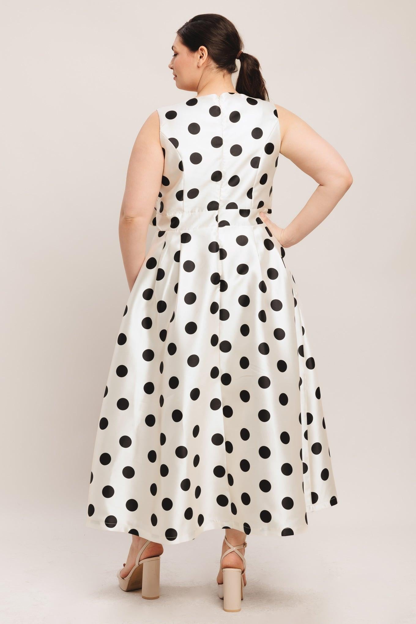 Flying Tomato Café Noir Polka Woven Midi Dress view 9 - Pol Dress