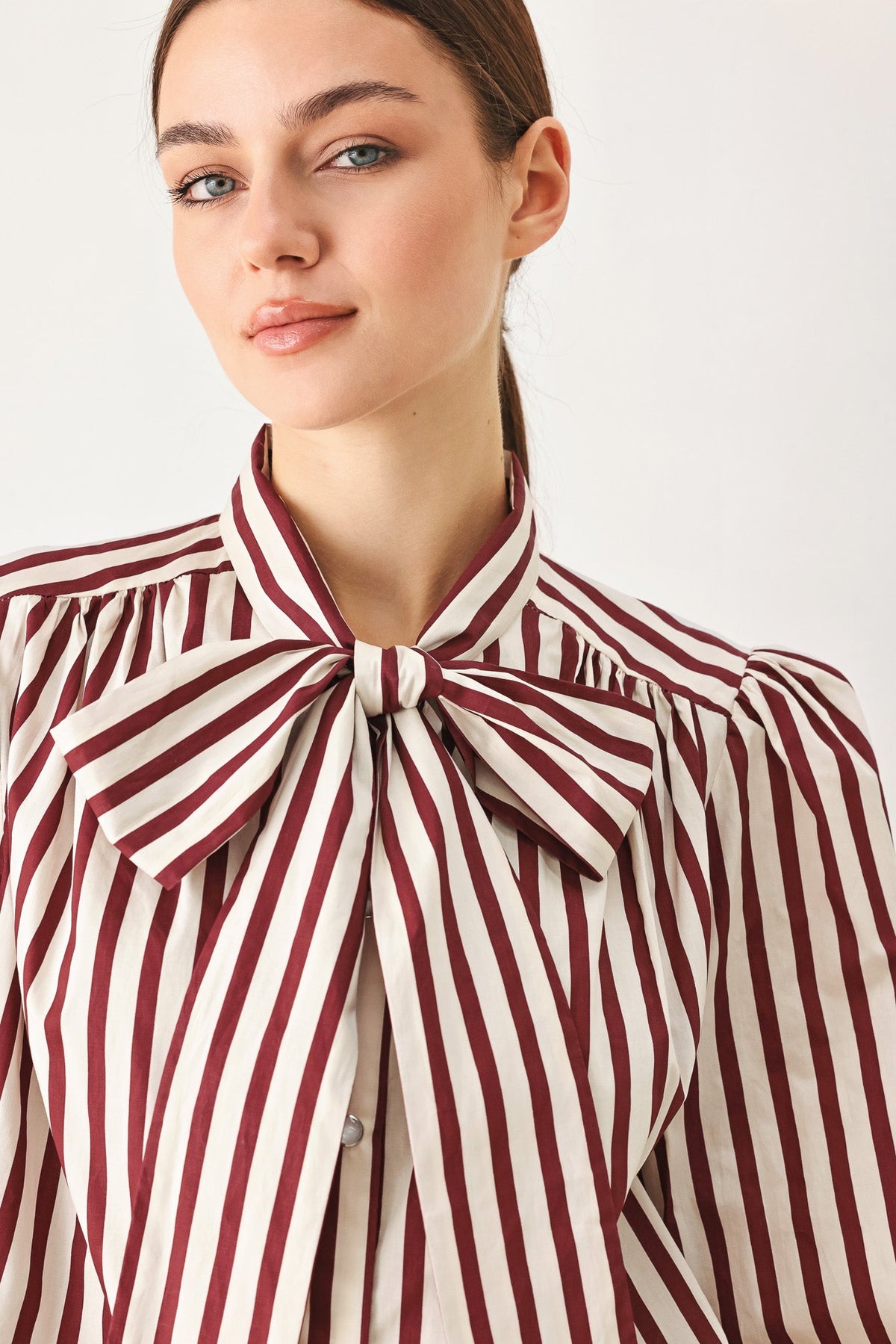 Flying Tomato Candyline Poet Woven Top in TAUPE/BROWN view 3 - Candy Top Post Malone
