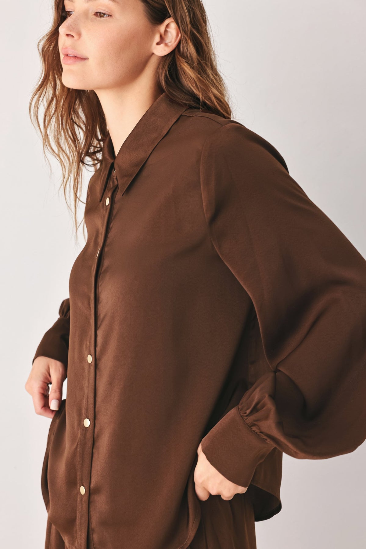 Flying Tomato Canyon Brown Woven Top in BROWN view 3