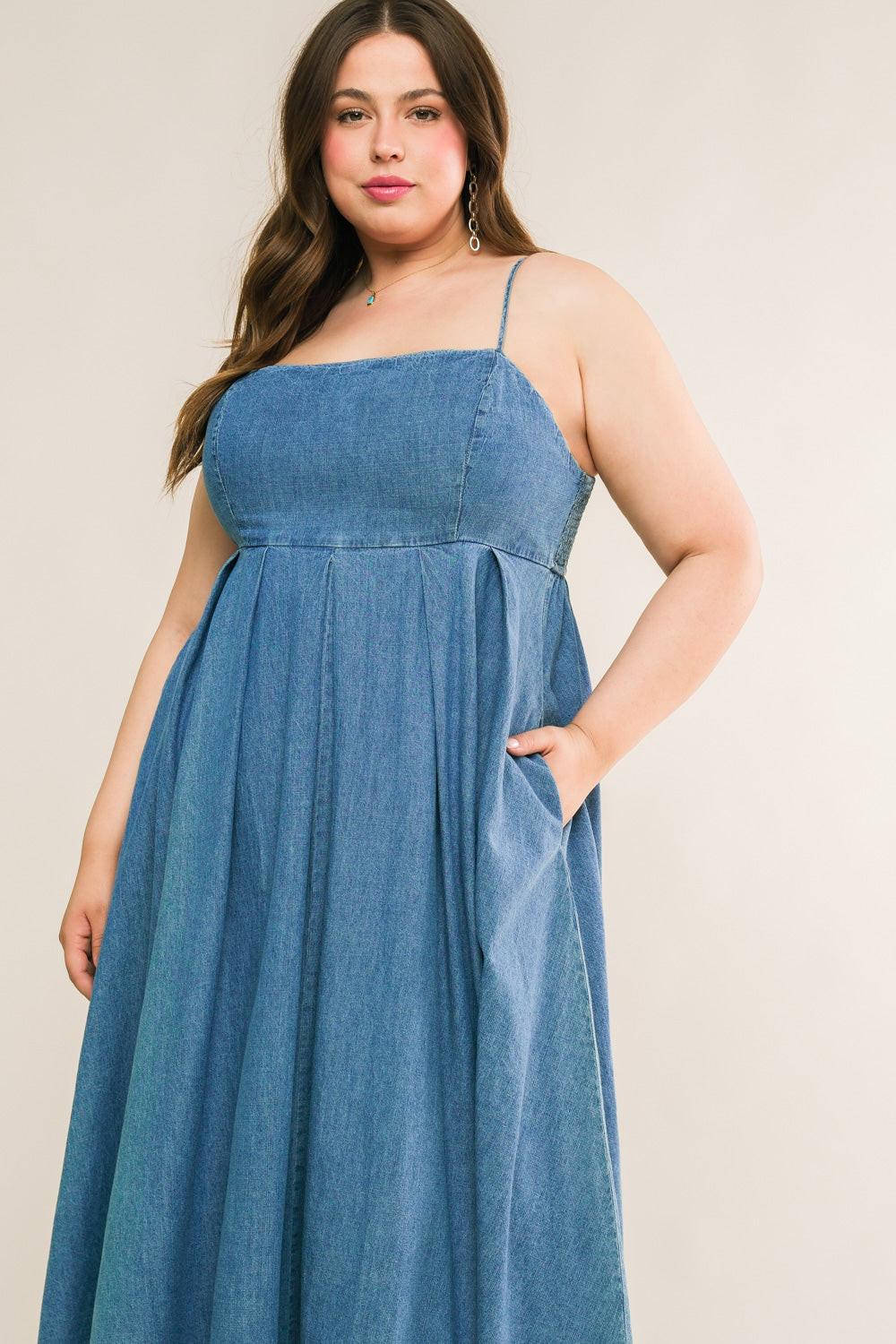 Flying Tomato Captivating Heart Denim Midi Dress view 7