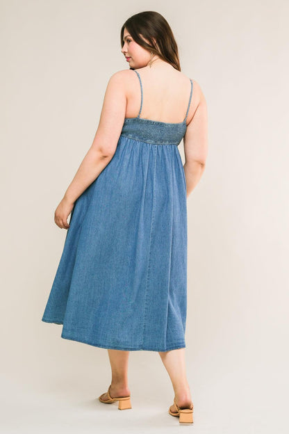 Flying Tomato Captivating Heart Denim Midi Dress view 8