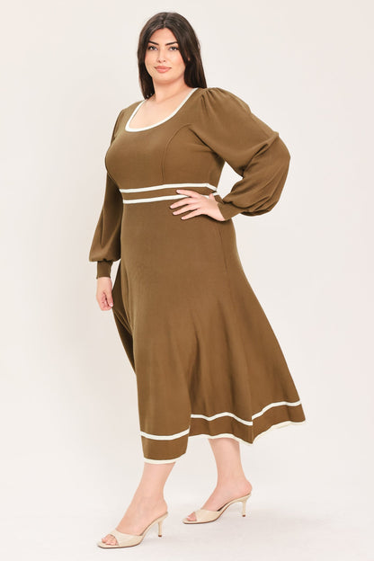 Flying Tomato Cedar Line Elegance Sweater Midi Dress in BLACK/IVORY view 12 - Dress Sweater