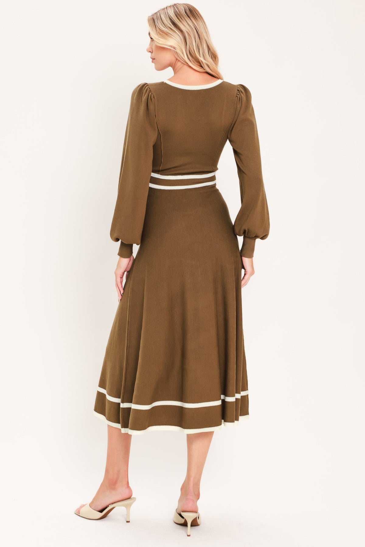 Flying Tomato Cedar Line Elegance Sweater Midi Dress in BROWN view 6 - Dress Sweater
