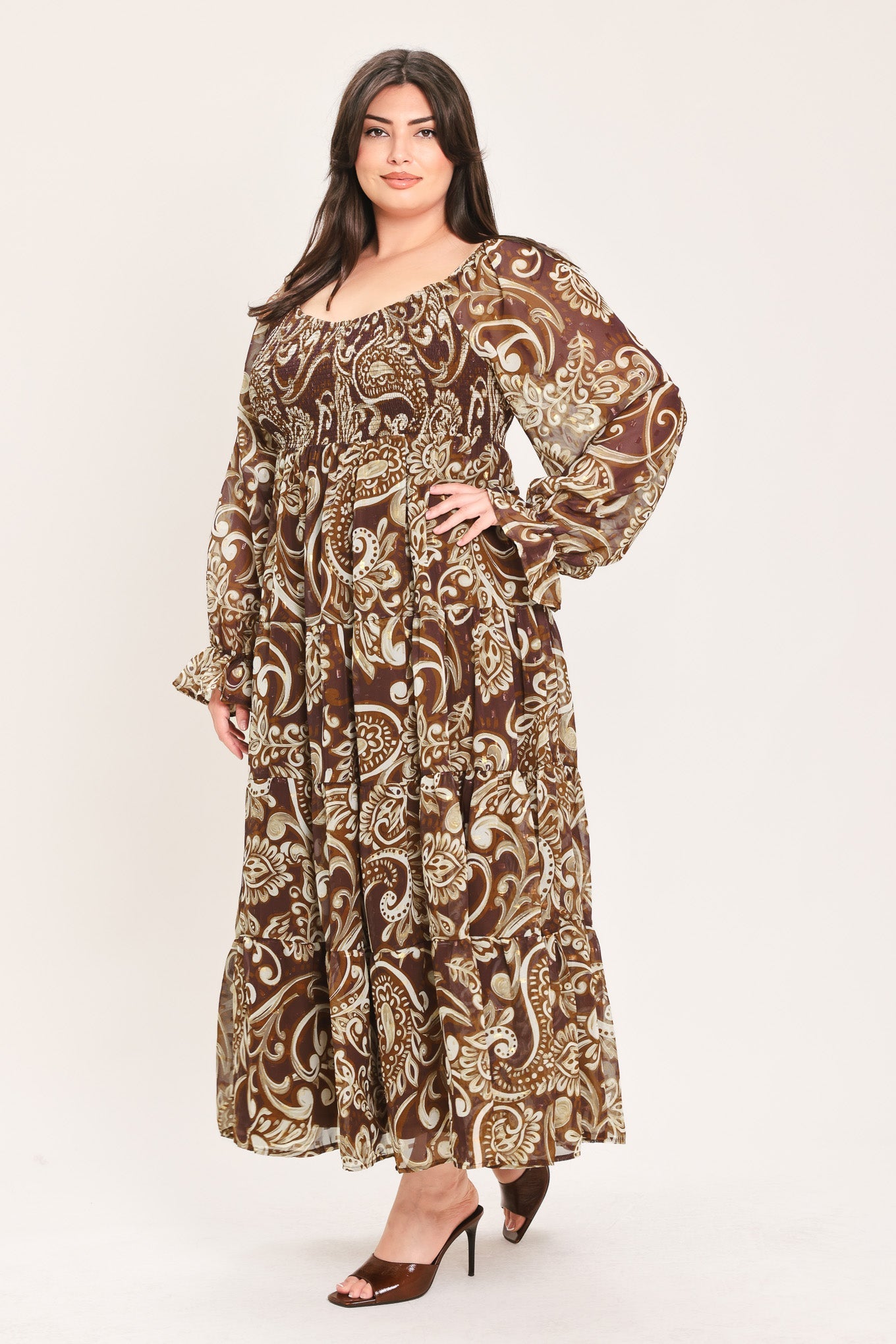 Flying Tomato Cedar Swirl Sonata Woven Midi Dress view 10