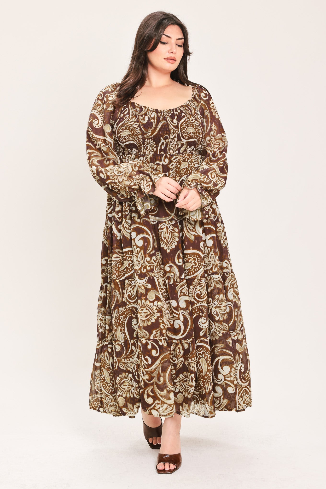 Flying Tomato Cedar Swirl Sonata Woven Midi Dress view 11