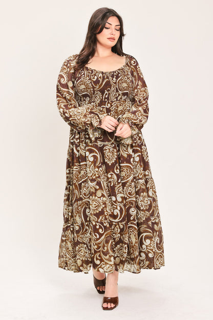 Flying Tomato Cedar Swirl Sonata Woven Midi Dress view 11