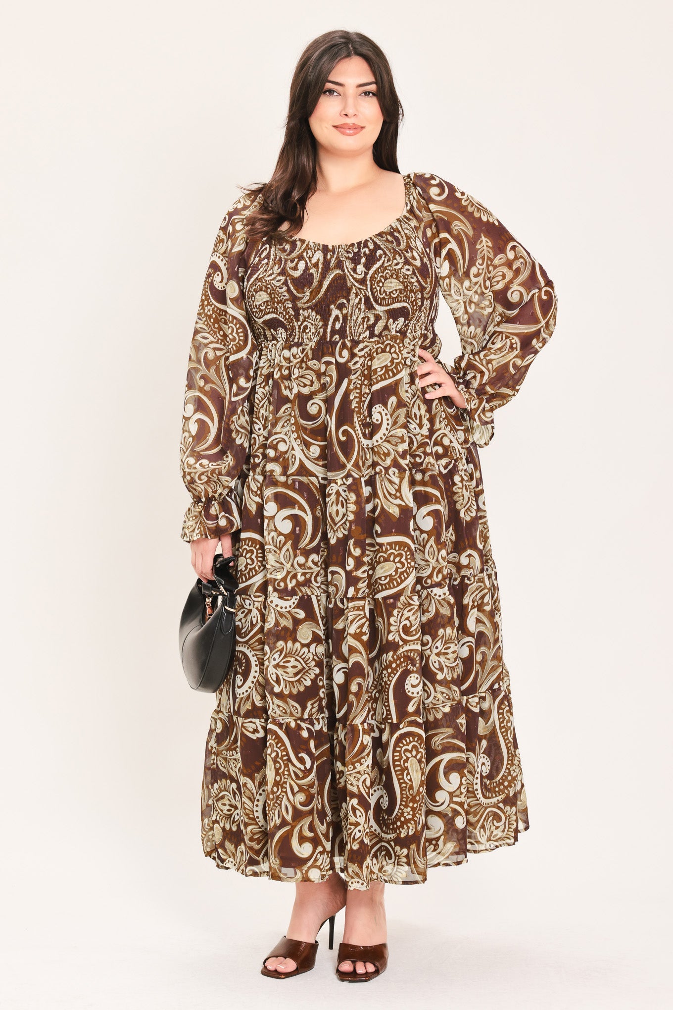 Flying Tomato Cedar Swirl Sonata Woven Midi Dress view 8