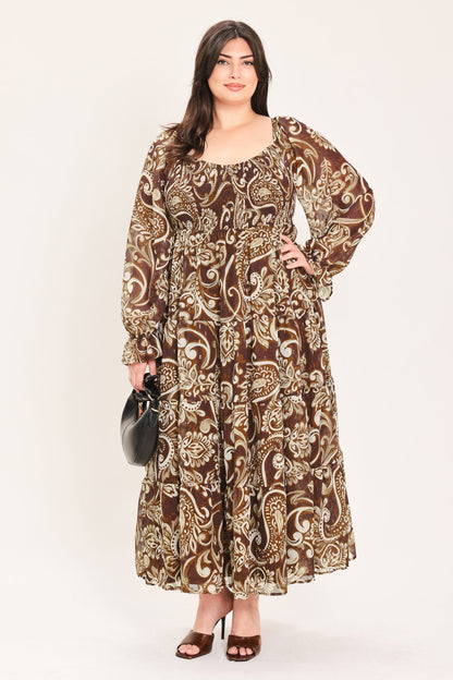 Flying Tomato Cedar Swirl Sonata Woven Midi Dress view 8