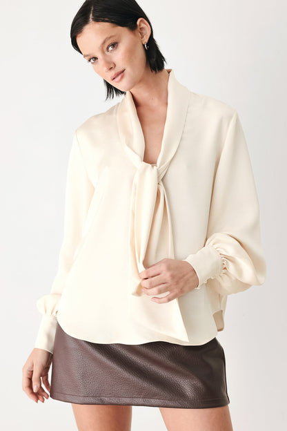 Flying Tomato Champagne Wishes Tie Front Blouse in CHAMPAGNE view 3 - Wishes Blouse (top)