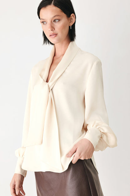Flying Tomato Champagne Wishes Tie Front Blouse in MAUVE view 5 - Wishes Blouse (top)