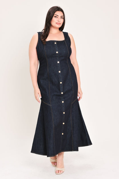 Flying Tomato Chelsea Denim Midi Dress view 12 - Chelsea Studio Denim Dress