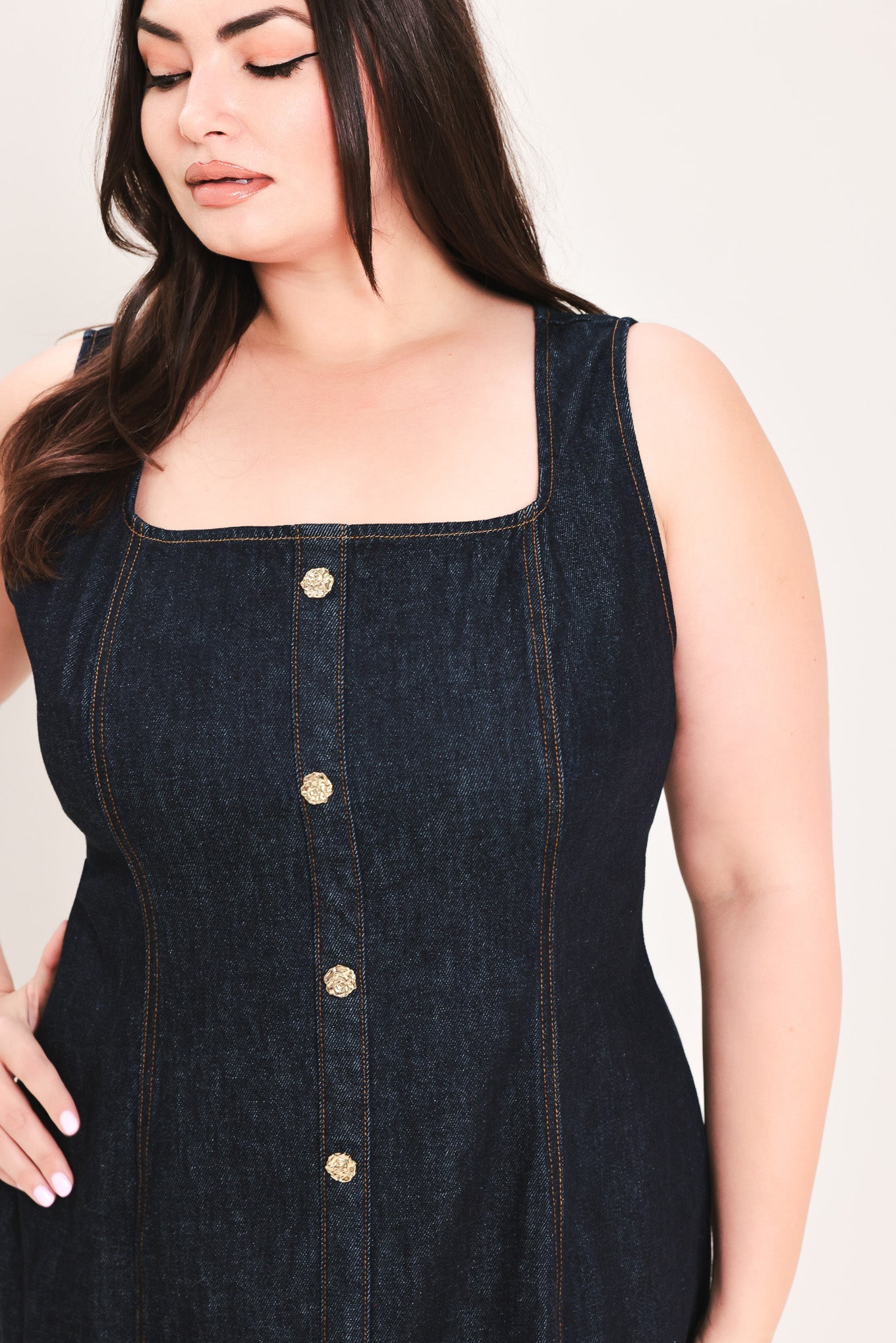 Flying Tomato Chelsea Denim Midi Dress view 9 - Chelsea Studio Denim Dress