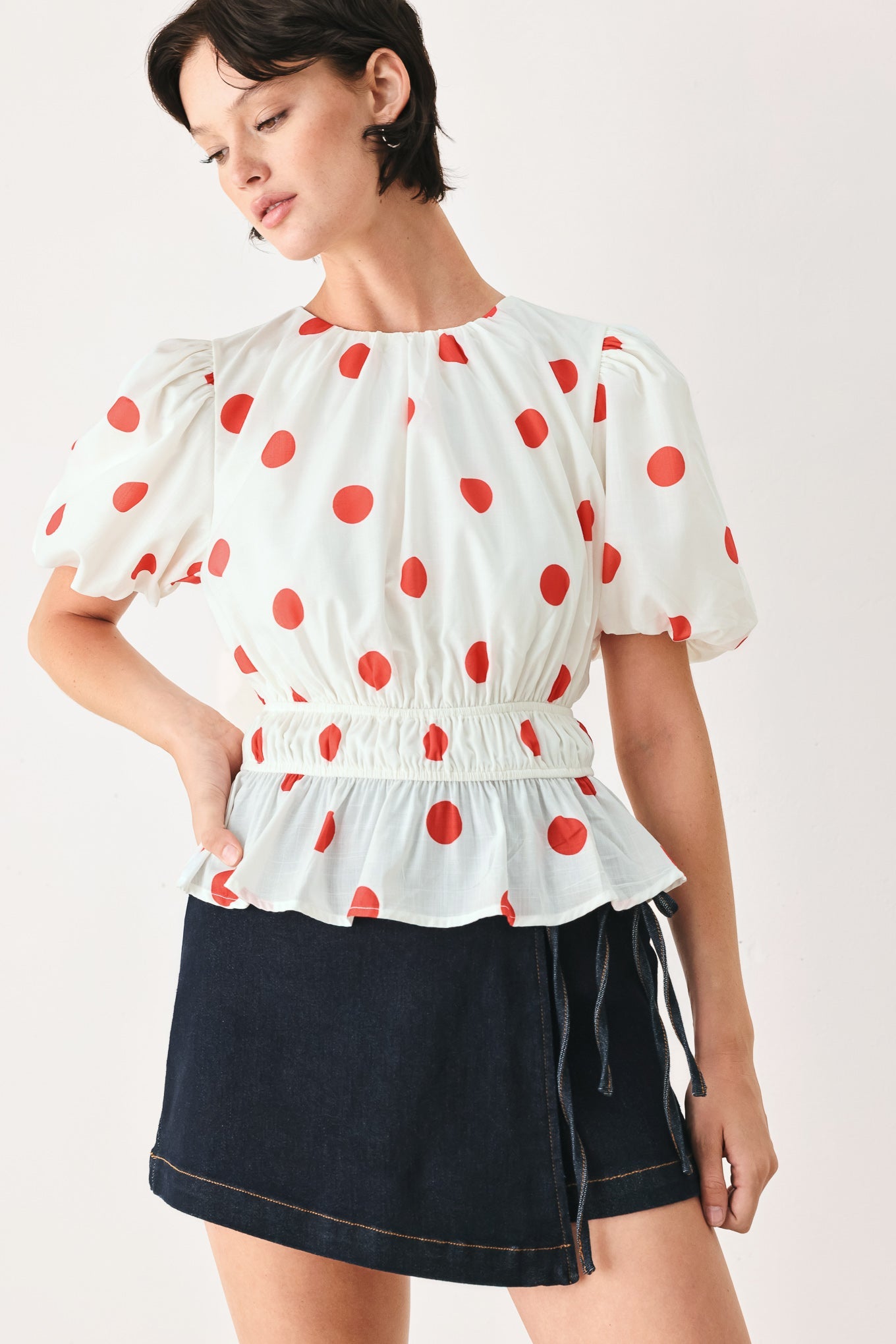 Flying Tomato Cherry Kiss Polka Dot Woven Top view 5 - Pol Top