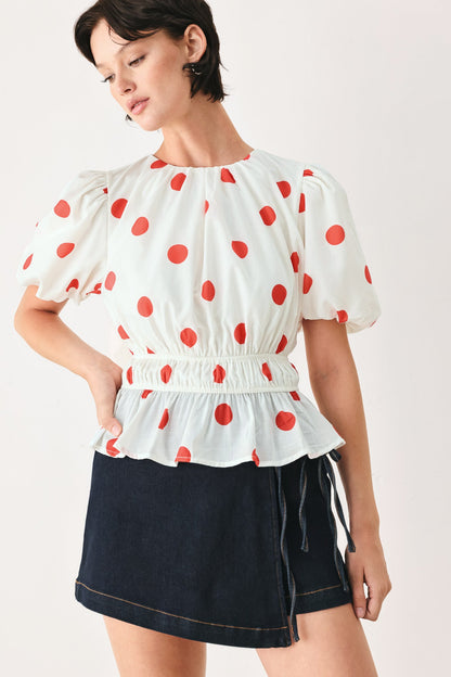 Flying Tomato Cherry Kiss Polka Dot Woven Top view 5 - Pol Top