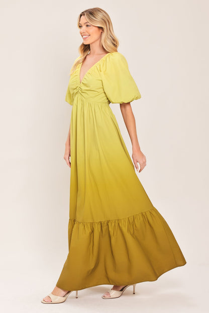 Flying Tomato Citrine Garden Woven Maxi Dress in OMBRE/YELLOW view 6