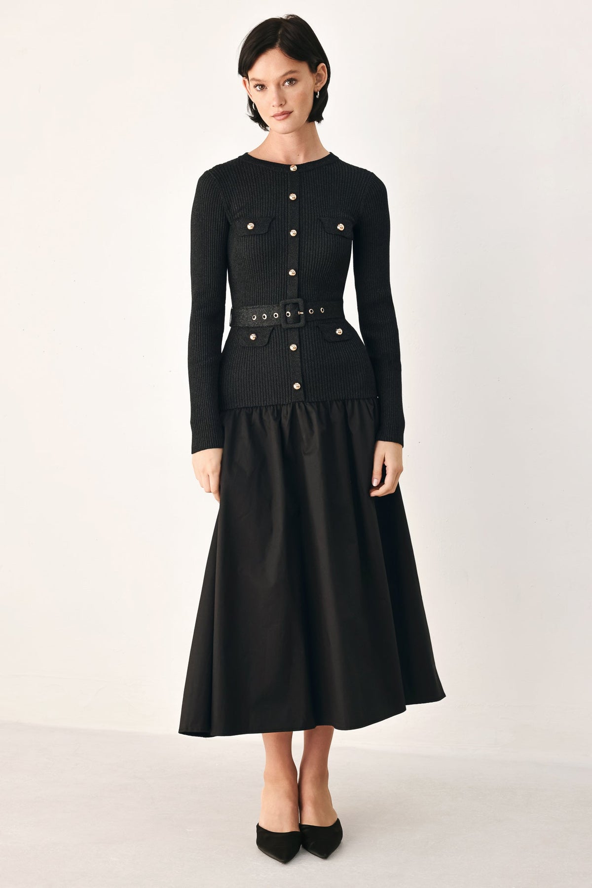 Flying Tomato City After Dark Mixed Media Midi Dress in OLIVE - Ivy City Ever After Dress