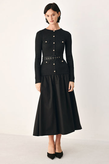 Flying Tomato City After Dark Mixed Media Midi Dress in OLIVE - Ivy City Ever After Dress