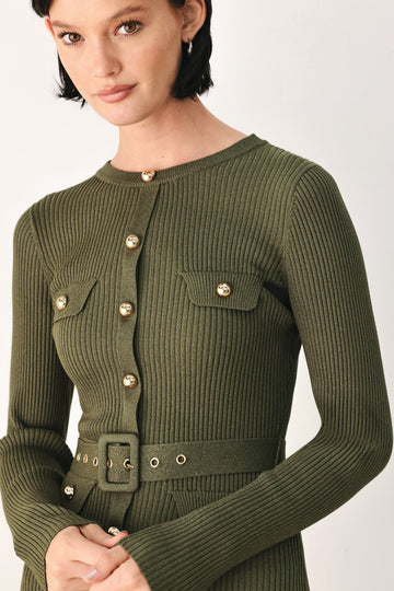 Flying Tomato City After Dark Mixed Media Midi Dress in OLIVE view 2 - Ivy City Ever After Dress