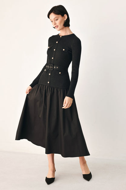 Flying Tomato City After Dark Mixed Media Midi Dress in OLIVE view 3 - Ivy City Ever After Dress