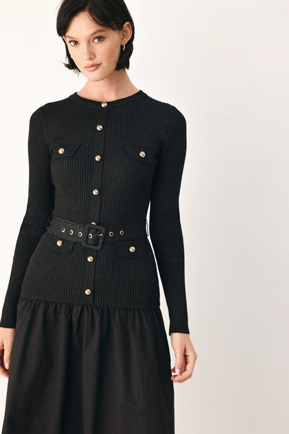 Flying Tomato City After Dark Mixed Media Midi Dress in BLACK view 6 - Ivy City Ever After Dress