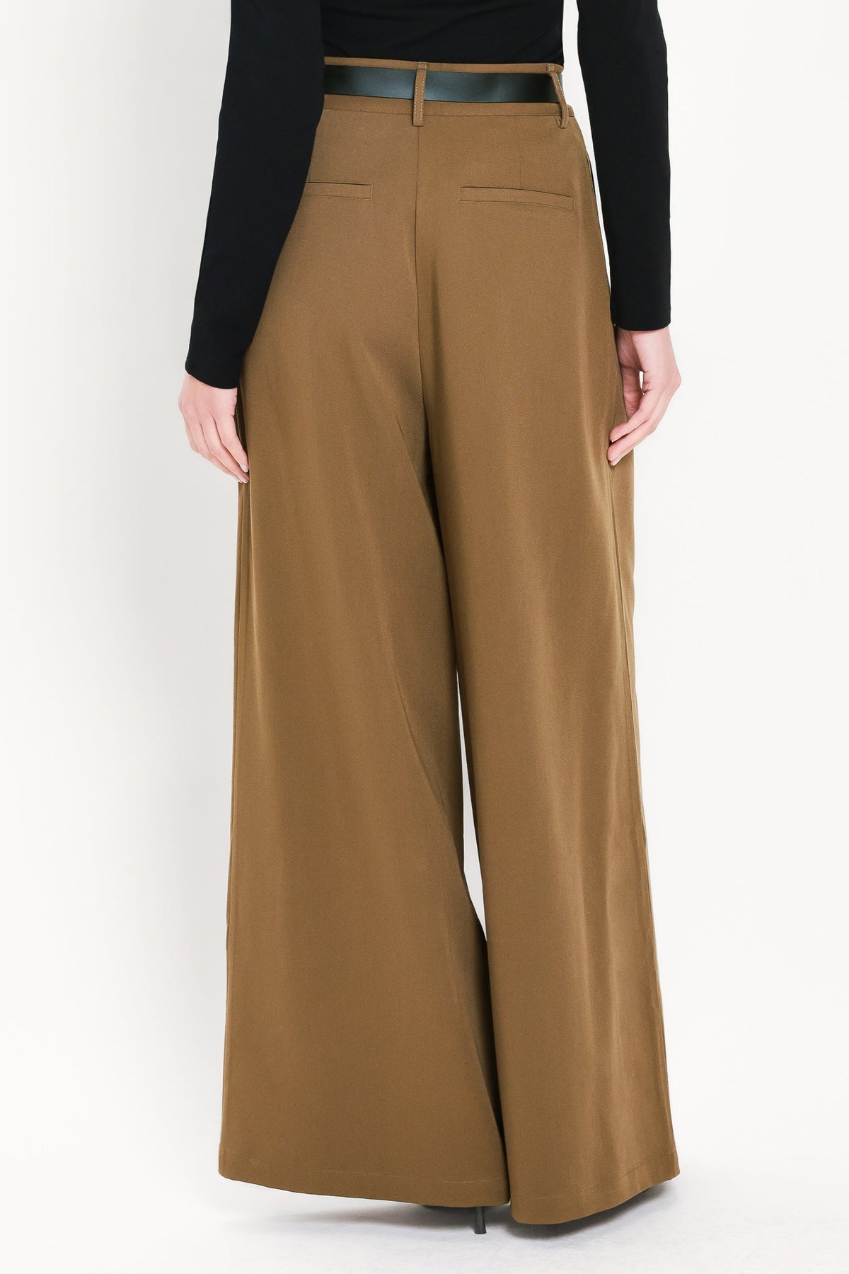 Flying Tomato City Cinch Black/brown Belted Wide-leg Pants view 12 (bottom)