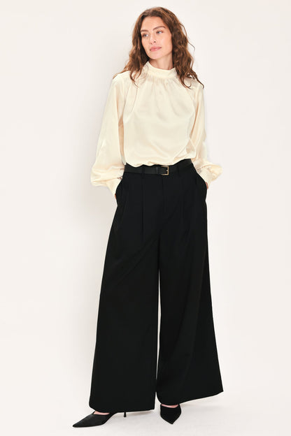 Flying Tomato City Cinch Black/brown Belted Wide-leg Pants in BLACK view 3 (bottom)